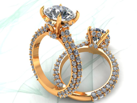 Diamond ring - Womens ring - Womens luxury ring - N952 Model Cetak 3D