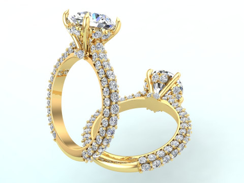 Diamond ring - Womens ring - Womens luxury ring - N952 Model Cetak 3D