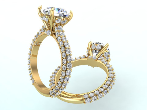 Diamond ring - Womens ring - Womens luxury ring - N952 Model Cetak 3D