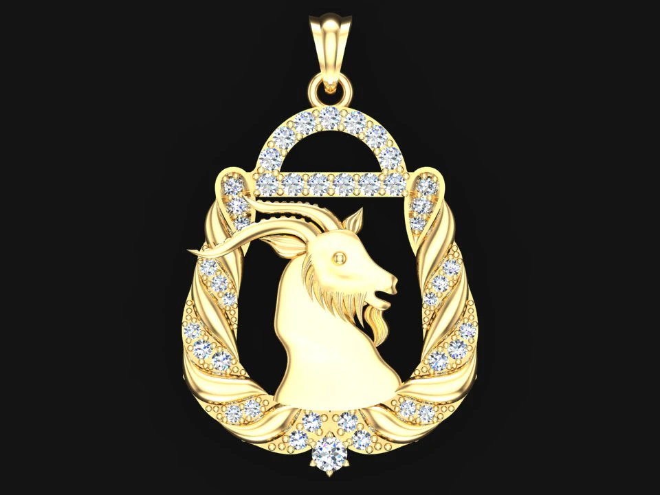 Goat pendant - N498 3D Print Model .c4d .max .obj .3ds .fbx .stl .blend 
