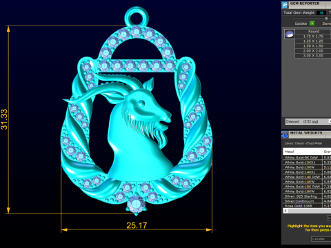 Goat pendant - N498 3D Print Model