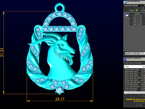 Goat pendant - N498 3D Print Model