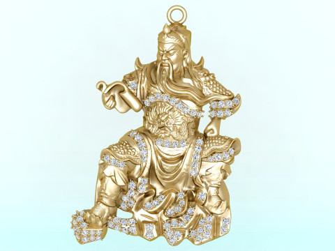 Guan Yu pendant - Guanyu pendant - Mens pendant - N858 Model do druku 3D