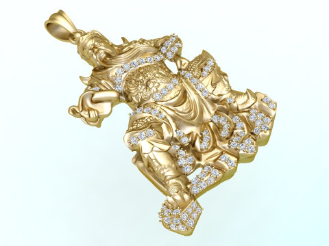 关羽吊坠 - 关羽吊坠 - 男士吊坠 - N858 3D 打印模型