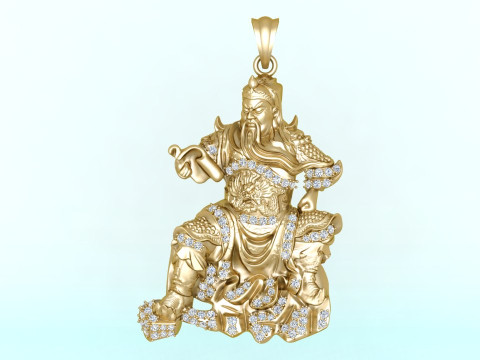 关羽吊坠 - 关羽吊坠 - 男士吊坠 - N858 3D 打印模型