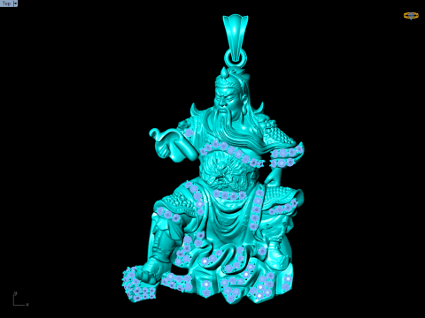 关羽吊坠 - 关羽吊坠 - 男士吊坠 - N858 3D 打印模型