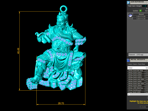 关羽吊坠 - 关羽吊坠 - 男士吊坠 - N858 3D 打印模型