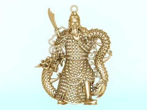 Pingente Guan Yu - Pingente Guanyu - Pingente masculino - N6150 Modelo de Impressão 3D