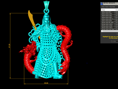 गुआन यू पेंडेंट - गुआन्यू पेंडेंट - पुरुषों का पेंडेंट - N6150 3D प्रिंट मॉडल