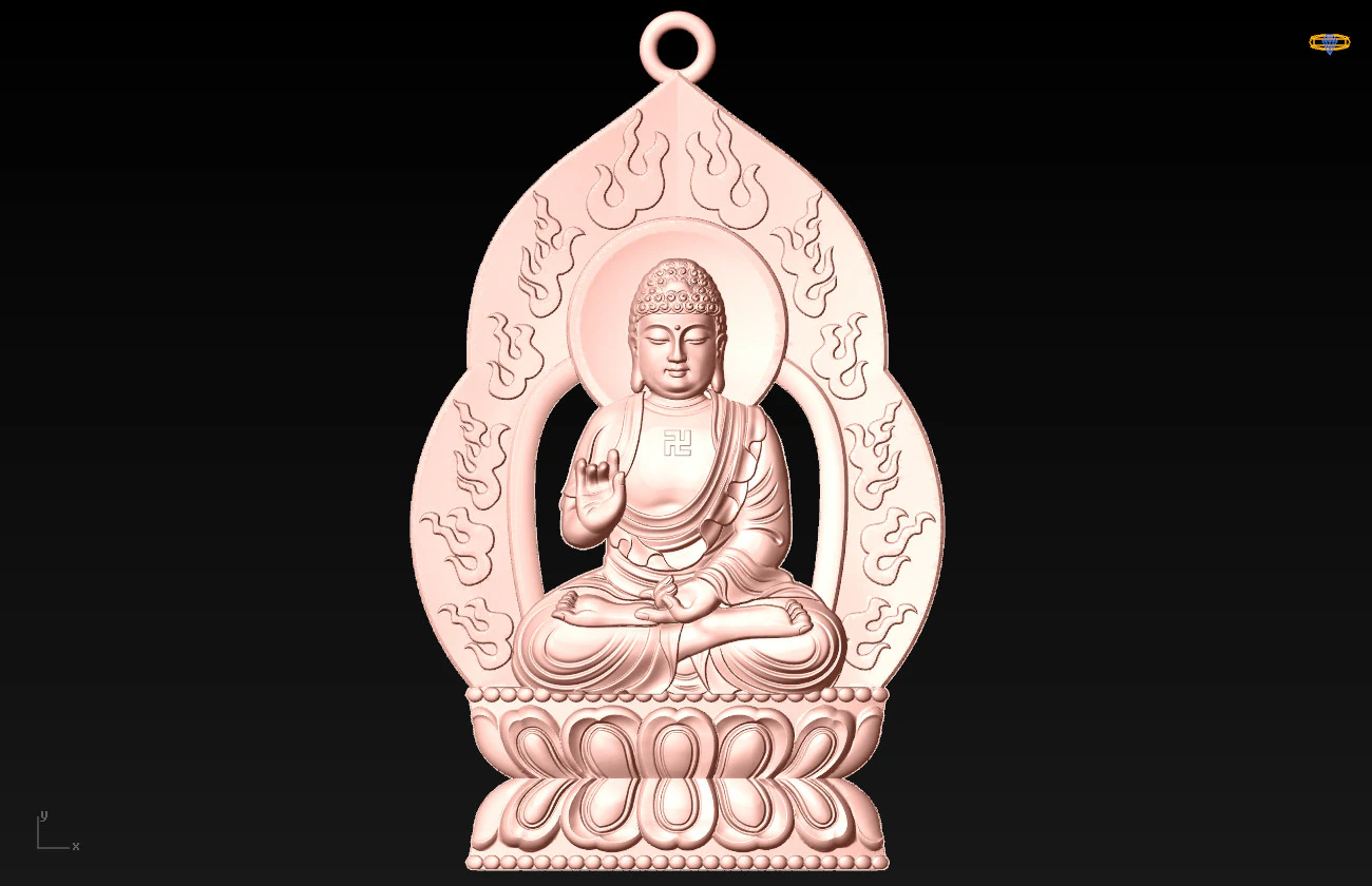 Amitabha Buddha pendant - Adida Buddha pendant - Buddha pendant - N021833 3D Print Model .c4d .max .obj .3ds .fbx .stl .blend 