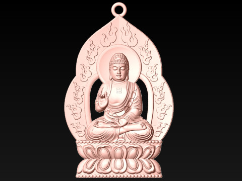 Amitabha Buddha pendant - Adida Buddha pendant - Buddha pendant - N021833 3D Baskı Modeli