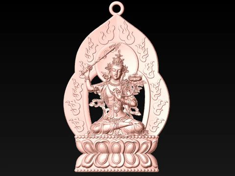 Pingente Manjushri Bodhisattva - pingente de Buda - N021908 Modelo de Impressão 3D