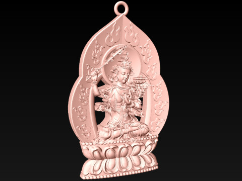 Manjushri Bodhisattva pendant - Buddha pendant - N021908 3D Print Model