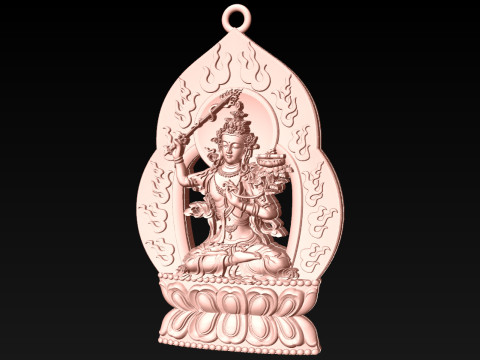 Manjushri Bodhisattva pendant - Buddha pendant - N021908 3D Print Model
