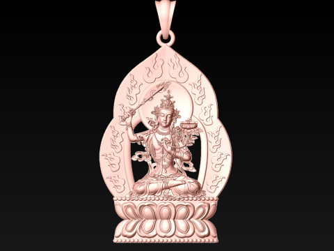 Manjushri Bodhisattva pendant - Buddha pendant - N021908 3D Print Model