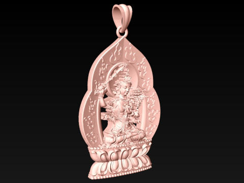 Manjushri Bodhisattva pendant - Buddha pendant - N021908 3D Print Model
