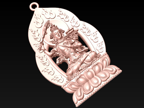 Manjushri Bodhisattva pendant - Buddha pendant - N021908 3D Print Model