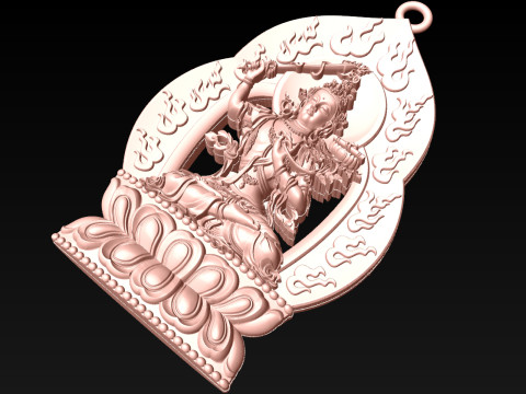 Manjushri Bodhisattva pendant - Buddha pendant - N021908 3D Print Model