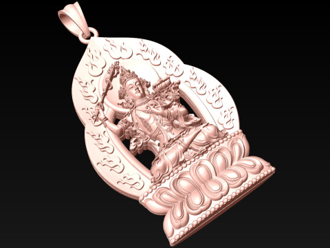 Manjushri Bodhisattva pendant - Buddha pendant - N021908 3D Print Model