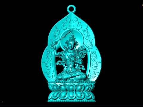 Manjushri Bodhisattva pendant - Buddha pendant - N021908 3D Print Model