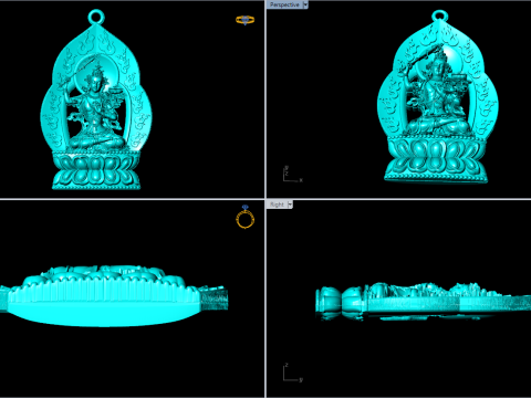 Manjushri Bodhisattva pendant - Buddha pendant - N021908 3D Print Model