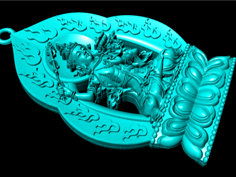 Manjushri Bodhisattva pendant - Buddha pendant - N021908 3D Print Model