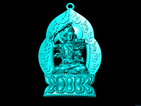 Manjushri Bodhisattva pendant - Buddha pendant - N021908 3D Print Model