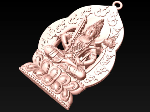赤沙ガルバ菩薩ペンダント - 虚空菩薩ペンダント - N022957 3Dプリントモデル