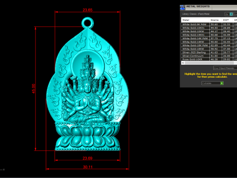 Guan Yin duizend ogen handen - Avalokistesvara Boeddha hanger - N022141 3D printmodel