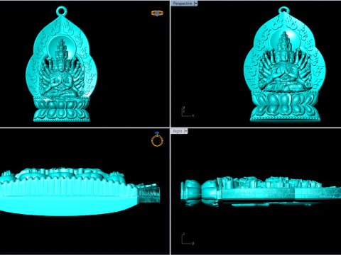 Guan Yin thousand eyes hands - Avalokistesvara Buddha pendant - N022141 3D Print Model