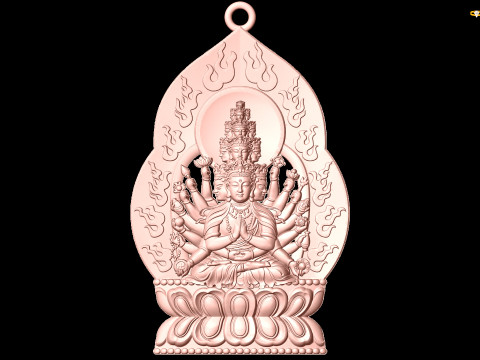 Guan Yin thousand eyes hands - Avalokistesvara Buddha pendant - N022141 3Dプリントモデル