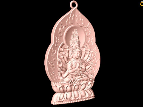 Guan Yin thousand eyes hands - Avalokistesvara Buddha pendant - N022141 3D Print Model