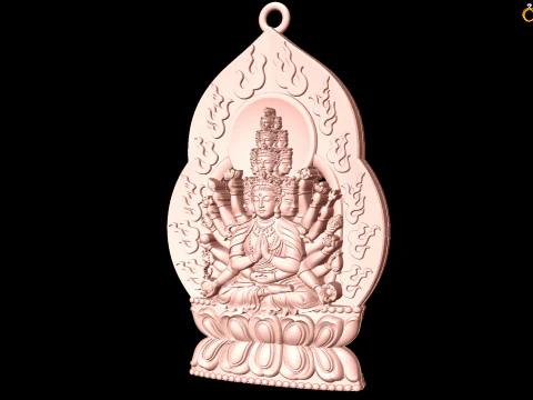 Guan Yin thousand eyes hands - Avalokistesvara Buddha pendant - N022141 3D Print Model
