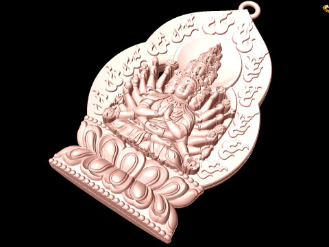 Guan Yin thousand eyes hands - Avalokistesvara Buddha pendant - N022141 3D Print Model