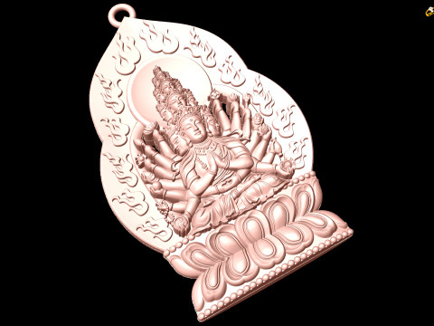 Guan Yin duizend ogen handen - Avalokistesvara Boeddha hanger - N022141 3D printmodel