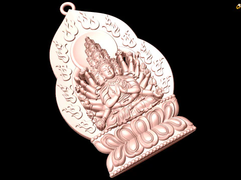 Guan Yin thousand eyes hands - Avalokistesvara Buddha pendant - N022141 3D Print Model