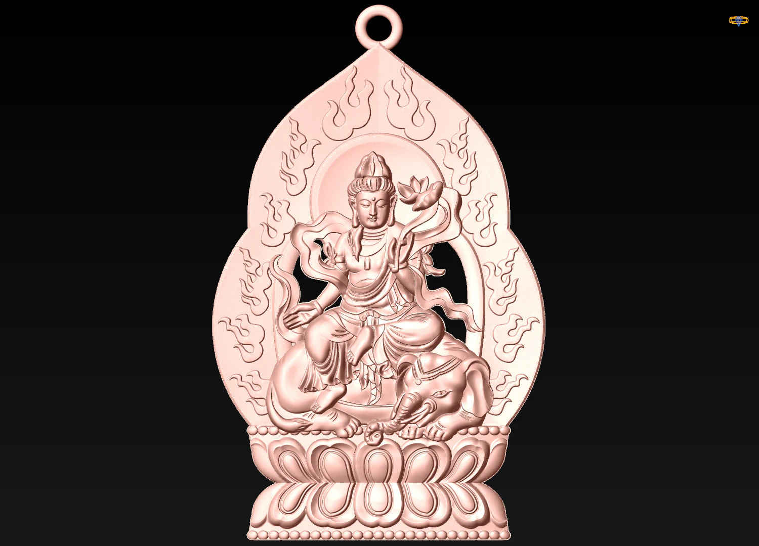 Samantabhadra Bodhisattva - Samantabhadra Buddha Pendant - N022256 3D Print Model .c4d .max .obj .3ds .fbx .stl .blend