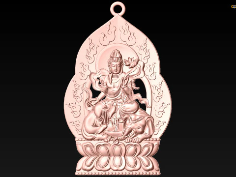 Samantabhadra Bodhisattva - Pingente de Buda Samantabhadra - N022256 Modelo de Impressão 3D