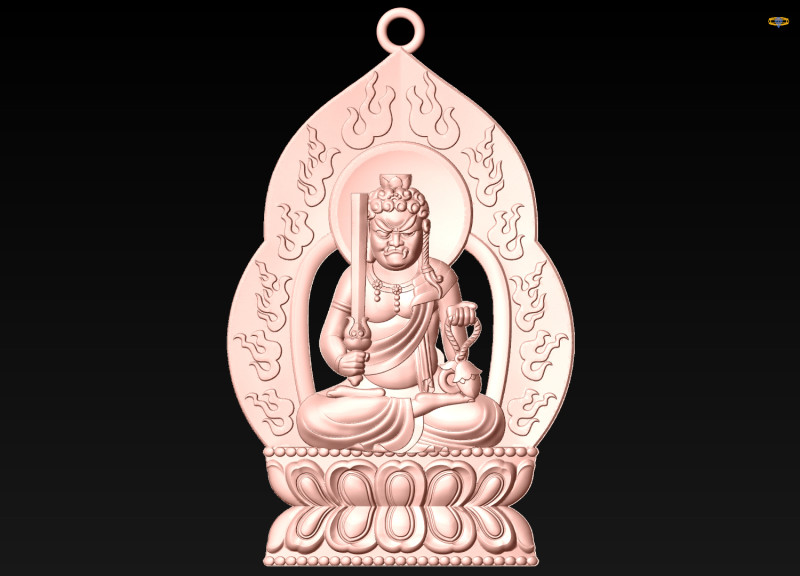 Acala Vidyaraja Pendant - Fudo Myoo Pendant - N023909 3D Print Model .c4d .max .obj .3ds .fbx .stl .blend 