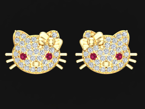 Pendientes kitty - Pendientes gato - Pendientes hello kitty - N601 Modelo de impresión 3D