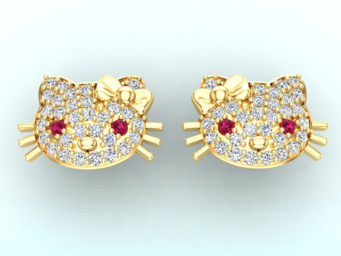 Kitty earrings - Cat earrings - Hello kitty earrings - N601 3D Print Model