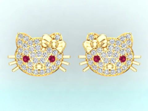 Kitty earrings - Cat earrings - Hello kitty earrings - N601 3D Print Model
