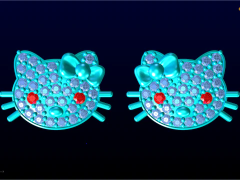 Kitty earrings - Cat earrings - Hello kitty earrings - N601 3D Print Model
