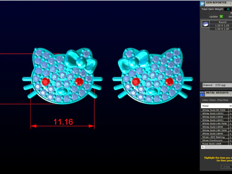 Kitty earrings - Cat earrings - Hello kitty earrings - N601 3D Print Model