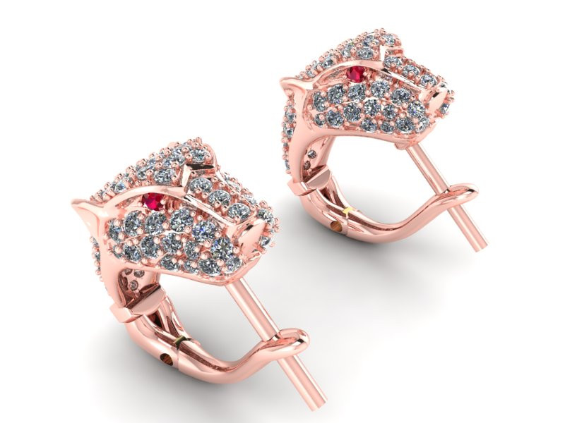 豹头耳环 - 豹纹耳环 - 猎豹耳环 - N6165 3D 打印模型 .c4d .max .obj .3ds .fbx .stl .blend 