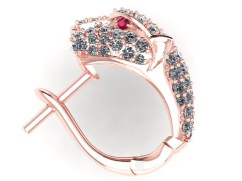 豹头耳环 - 豹纹耳环 - 猎豹耳环 - N6165 3D 打印模型