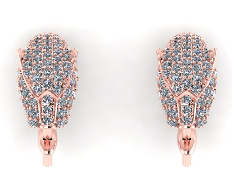 豹头耳环 - 豹纹耳环 - 猎豹耳环 - N6165 3D 打印模型