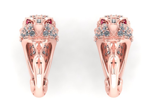 豹头耳环 - 豹纹耳环 - 猎豹耳环 - N6165 3D 打印模型