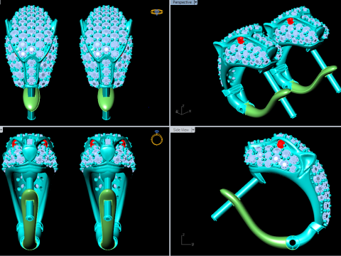 豹头耳环 - 豹纹耳环 - 猎豹耳环 - N6165 3D 打印模型