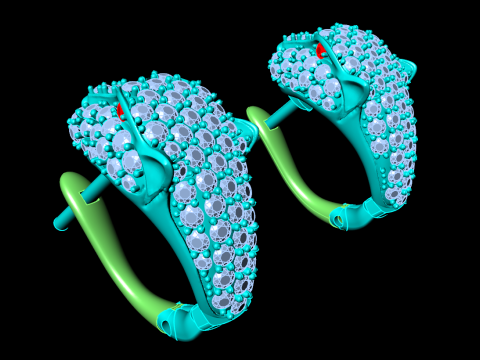 豹头耳环 - 豹纹耳环 - 猎豹耳环 - N6165 3D 打印模型